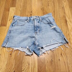 Madewell light wash distressed‎ denim shorts relaxed fit